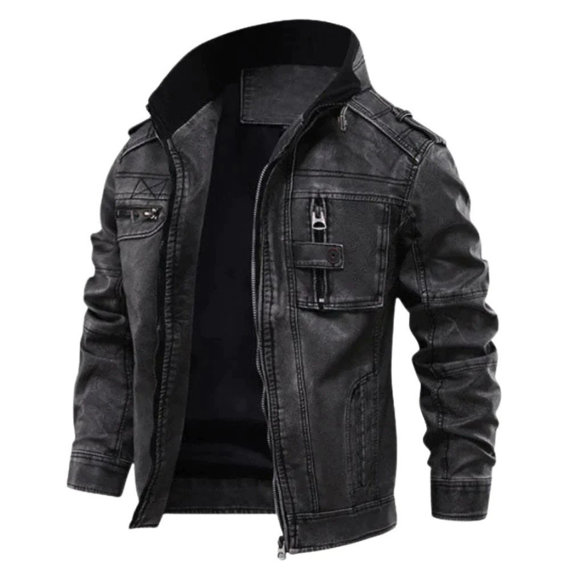 Herren Lederjacke Alpha Ledermantel Schwarz - Norvielle