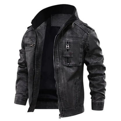 Herren Lederjacke Alpha Ledermantel Schwarz - Norvielle