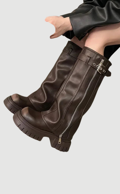 Lune Damen Kniehohe Plateau-Stiefel - Norvielle