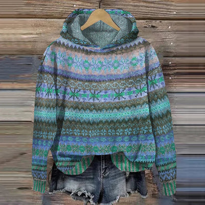 Damen Hoodie Norwegermuster Warmer Kapuzenpullover Mehrfarben - Norvielle