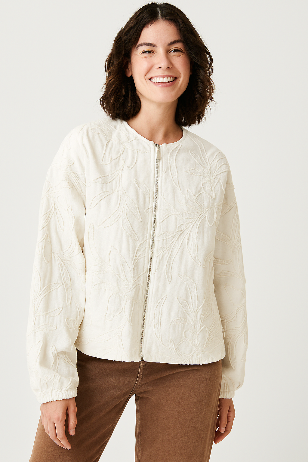 Damen Bluse Mit Floralem Muster Reißverschluss - Norvielle