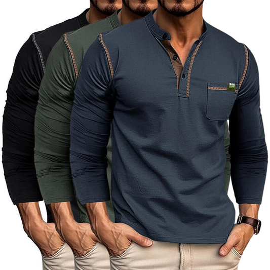 Norvielle Herren Hemd Henley Kragen - Norvielle