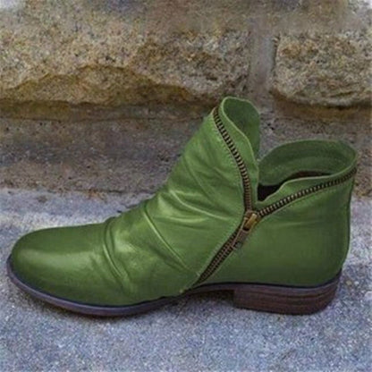 Damen Stiefeletten Seitenreißverschluss Raffung