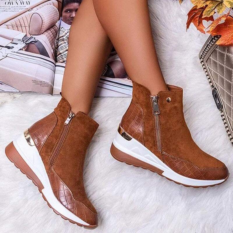 Damen Stiefeletten Reißverschluss Bequeme Einlegesohle