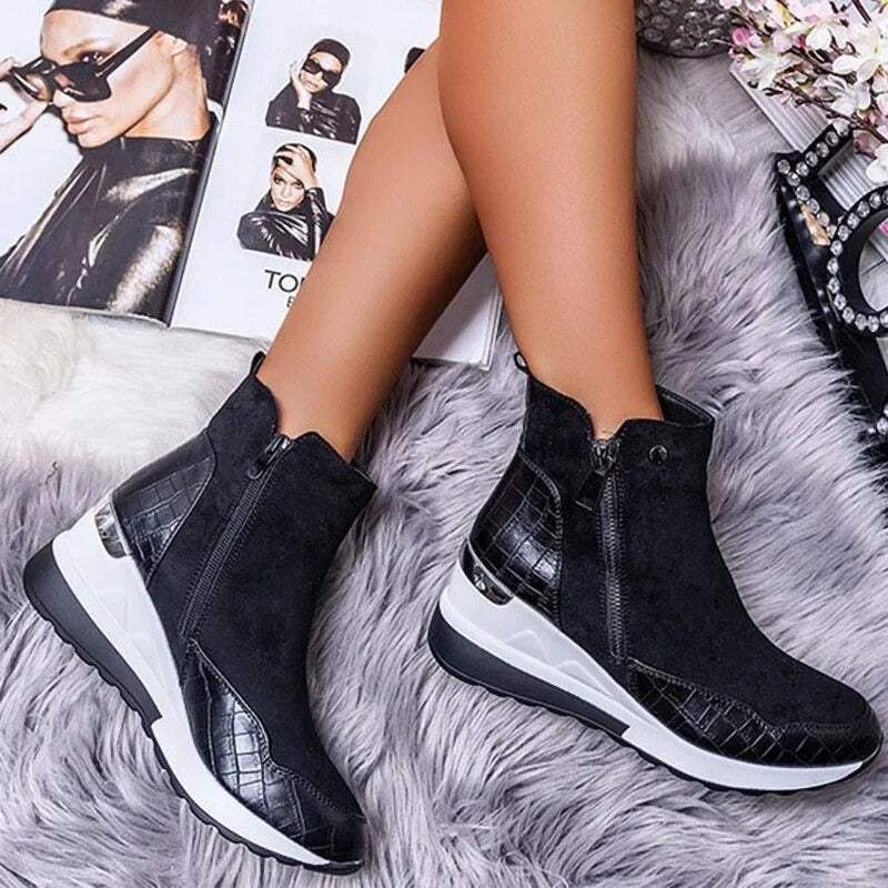 Damen Stiefeletten Reißverschluss Bequeme Einlegesohle