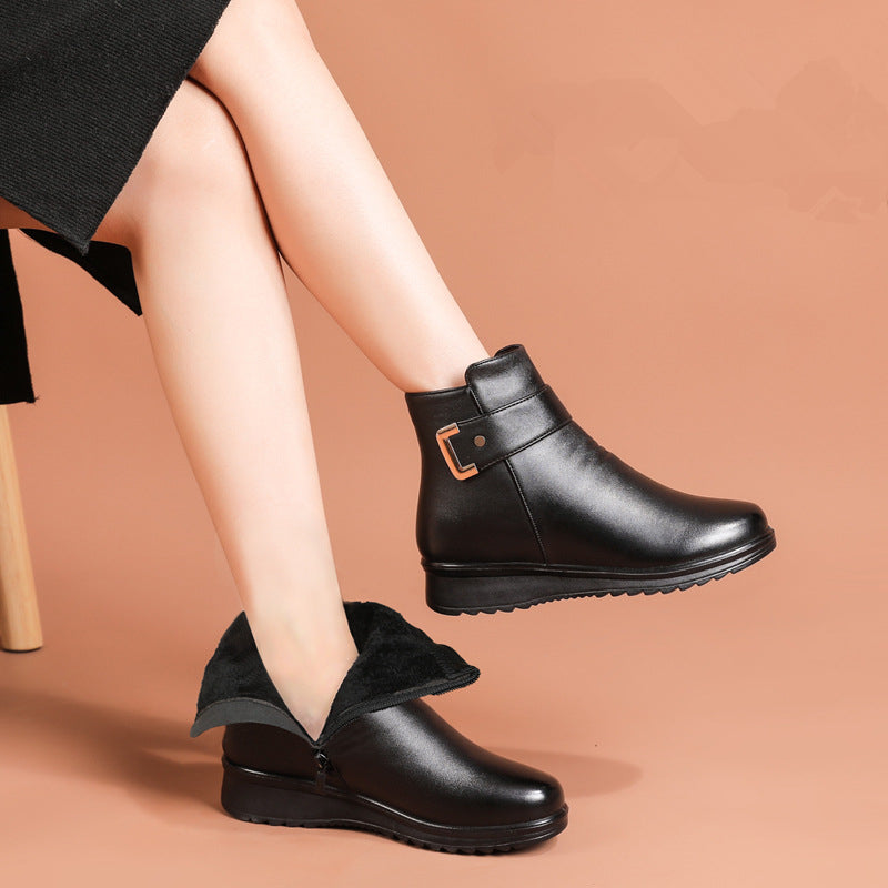 Damen Knöchelstiefel Echtes Leder Schwarz - Norvielle