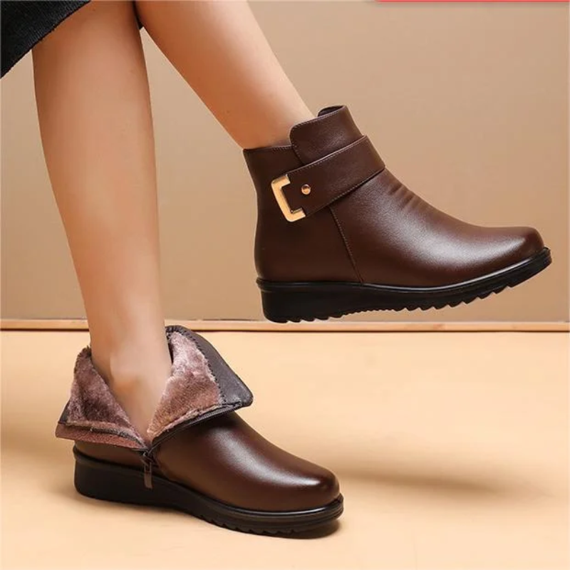 Damen Stiefel Echtes Leder Knöchellang