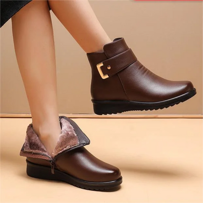 Damen Stiefel Echtes Leder Knöchellang