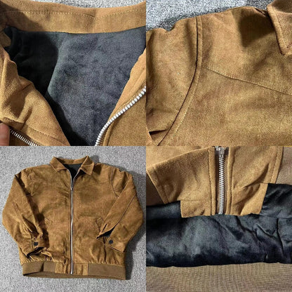 Herren Lederjacke Suede Optik Reverskragen