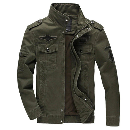 Herren Outdoorjacke Armeegrün Mit Taschen Reißverschluss - Norvielle