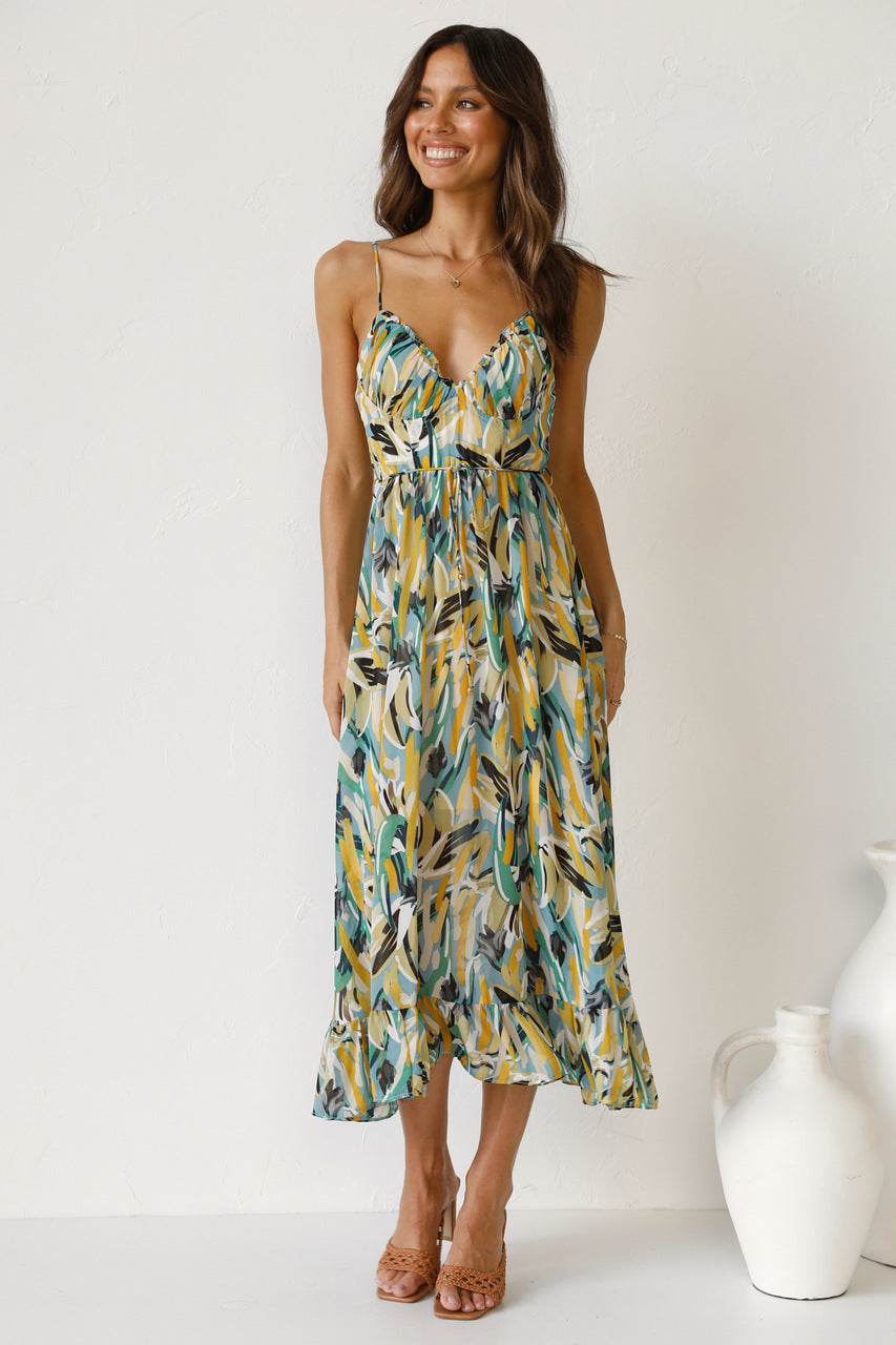 Ärmelloses Rüschenkleid von Elarova mit Druck