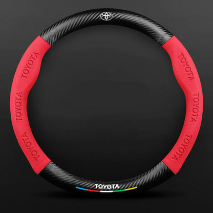 Leder Auto Lenkradbezug 3D Prägung Anti-Rutsch Kohlefaser