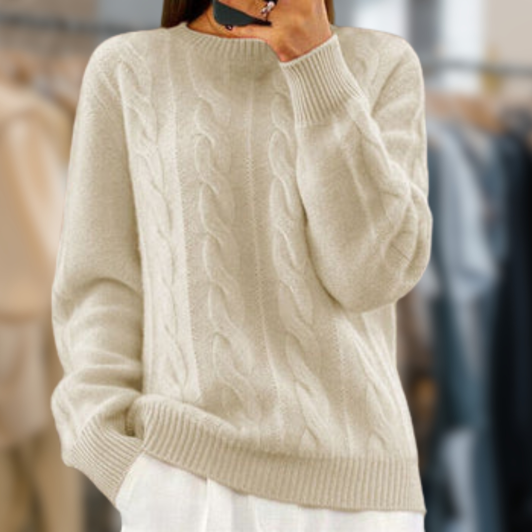 Norvielle Damen Strickpullover Weich Schwarz - Norvielle