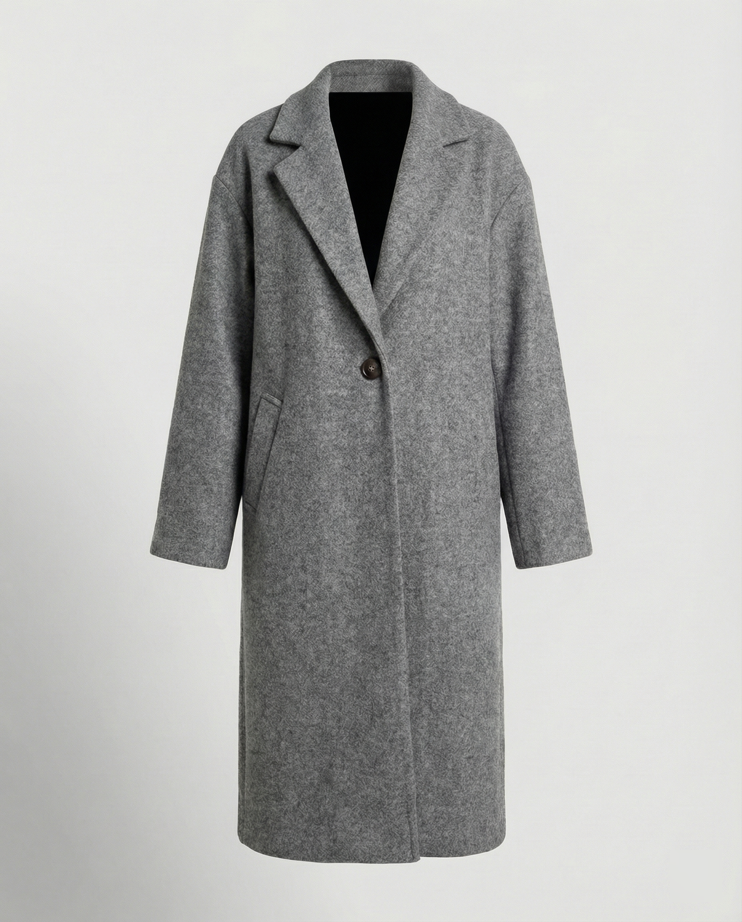 Herren Wintermantel Lang Oversized mit Notch-Lapel und Taschen