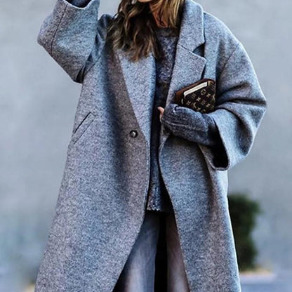 Herren Wintermantel Lang Oversized mit Notch-Lapel und Taschen