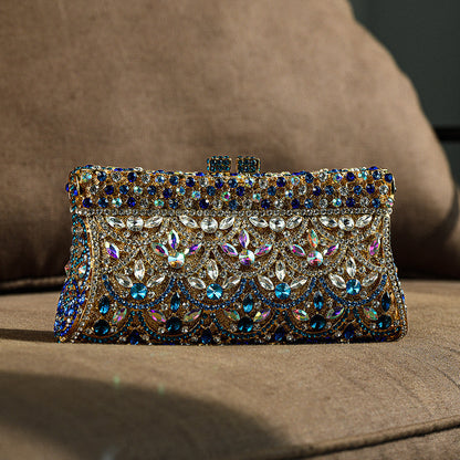 Damen Clutch Gold- Kristallverziert Strass Ornamentmuster