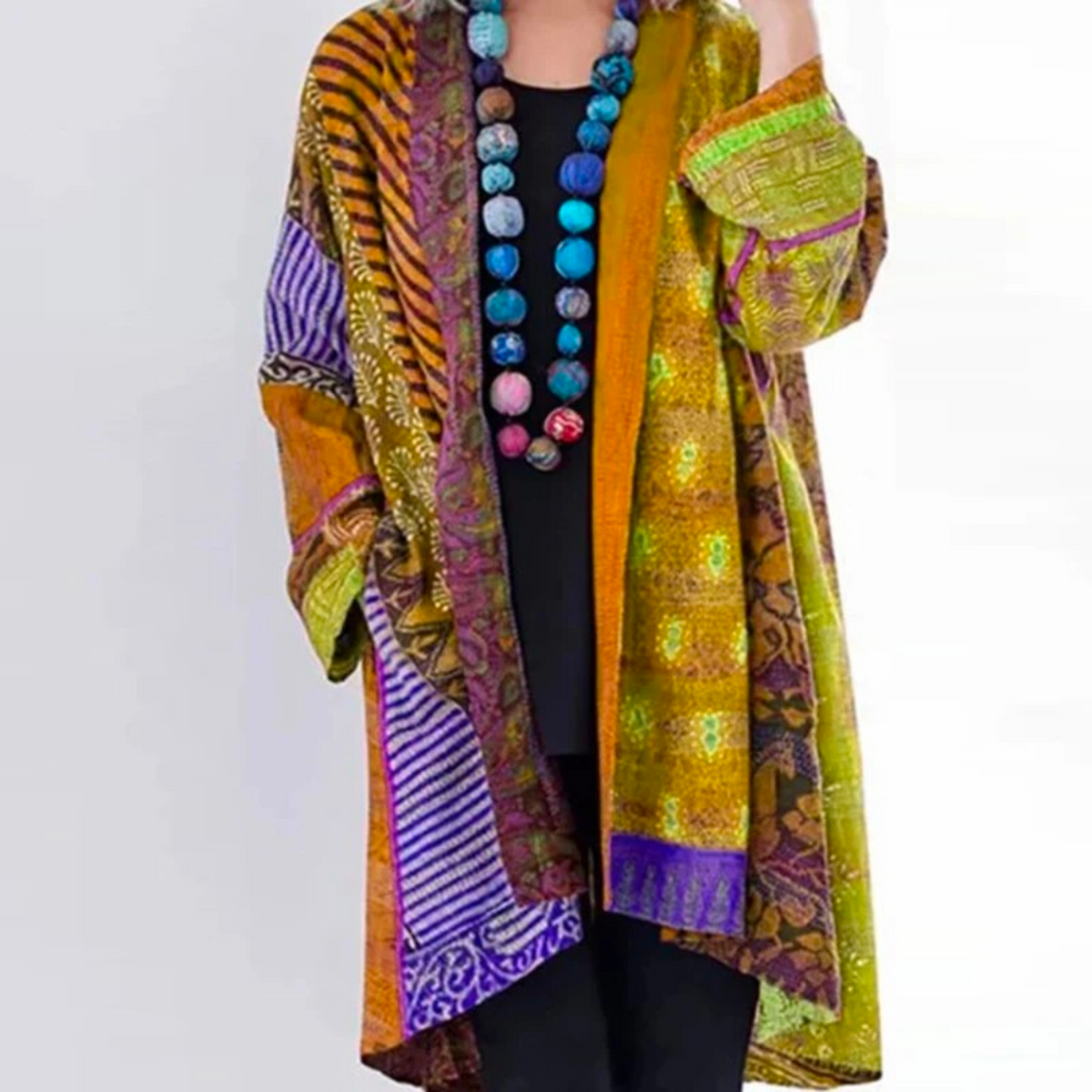 Damen Strickjacke Boho-Stil Duster-Länge Locker Geschnitten - Norvielle