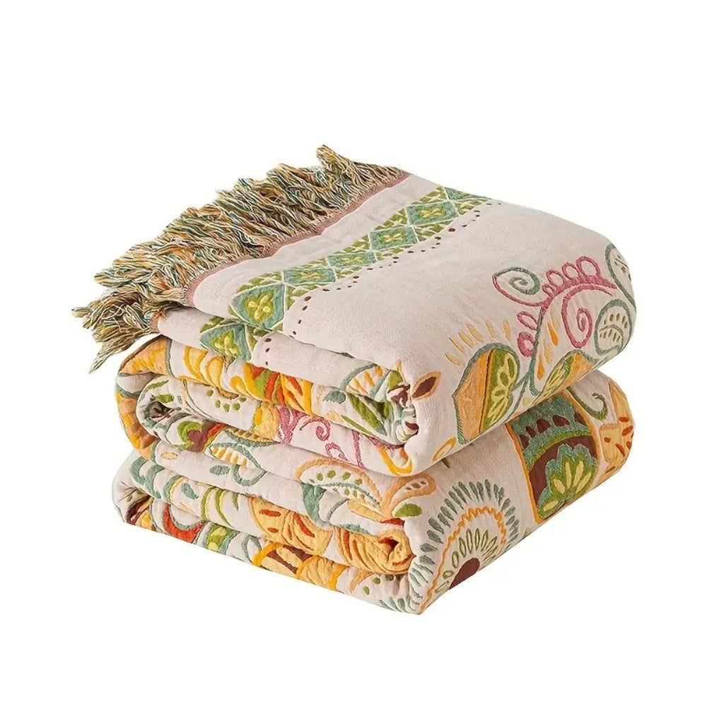 Boho Wurfdecke Herbstblatt Muster