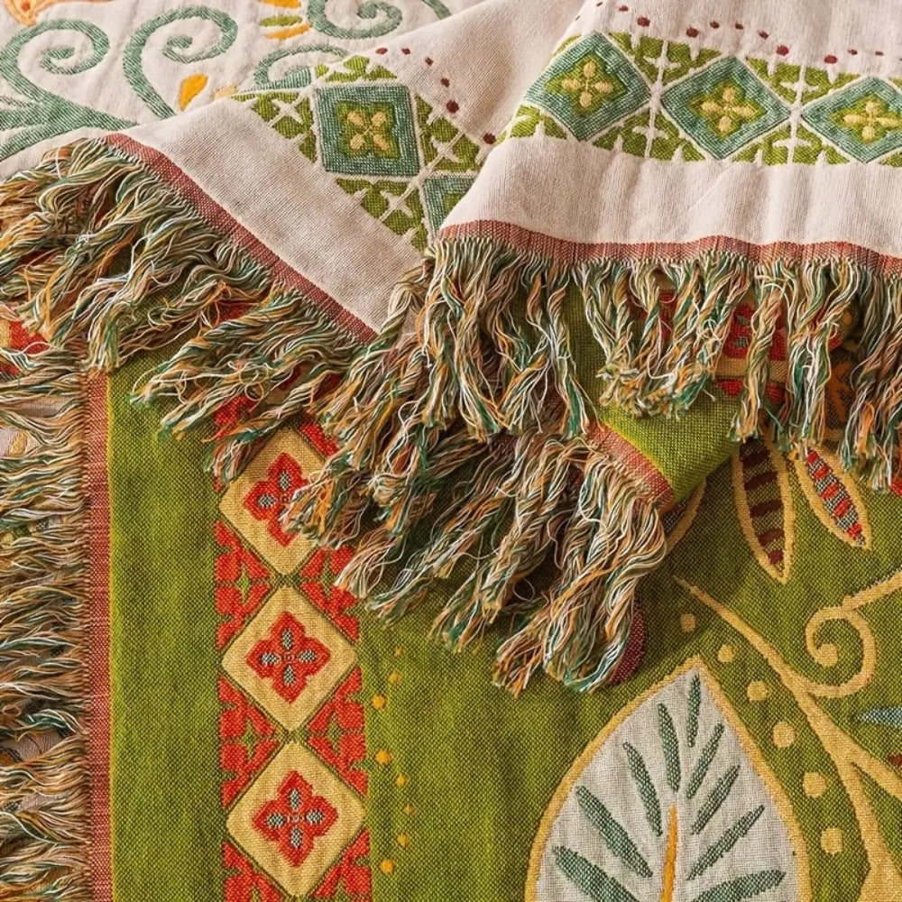 Boho Wurfdecke Herbstblatt Muster