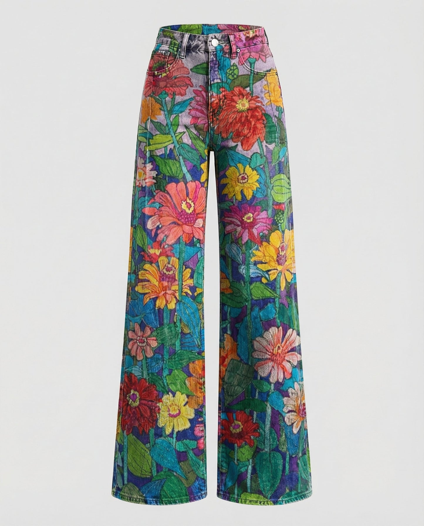 Damen Jeans Weite Floral Blumenmuster