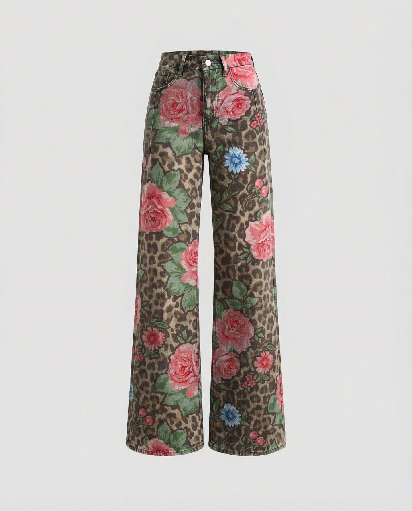 Damen Jeans Weite Floral Blumenmuster