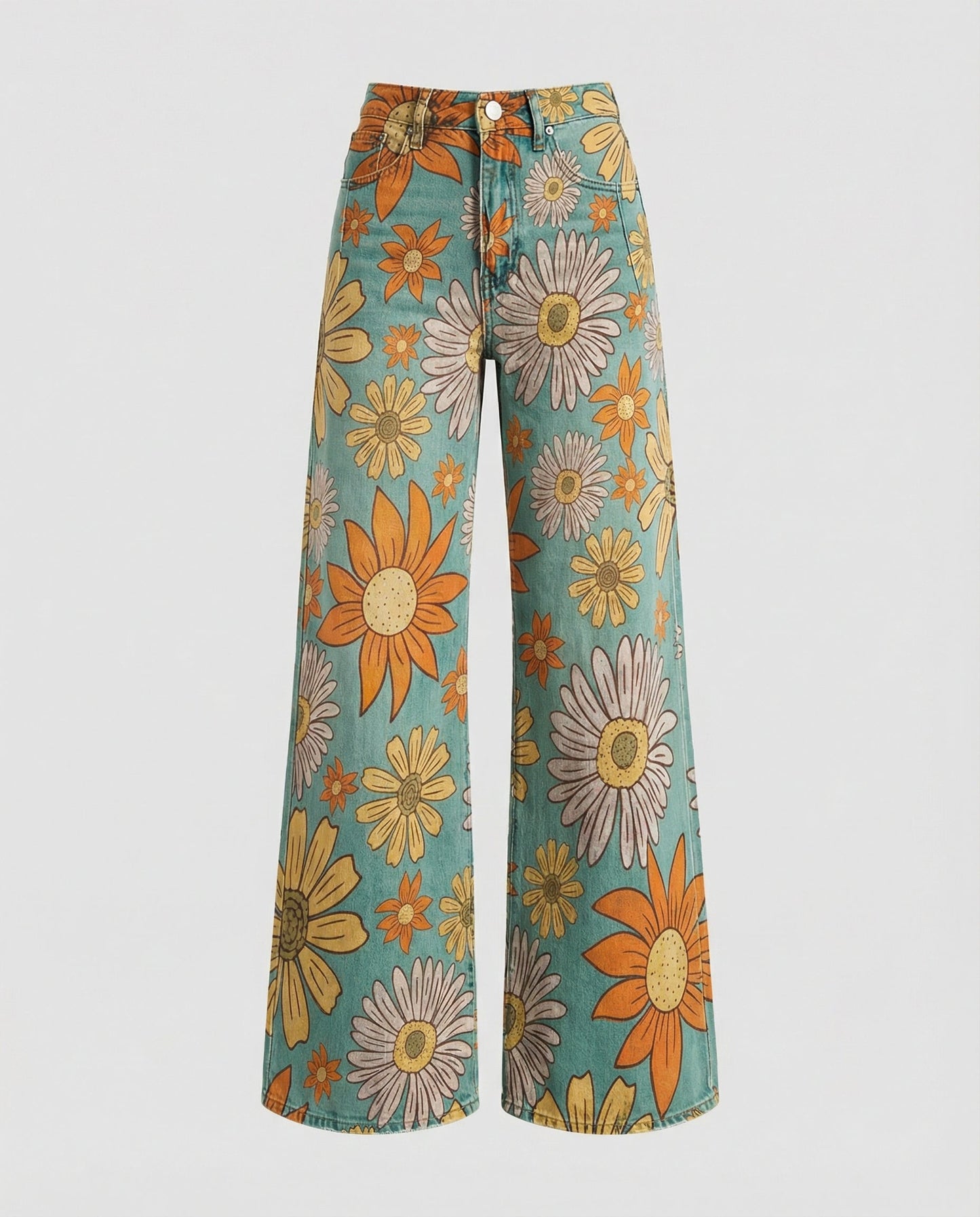 Damen Jeans Weite Floral Blumenmuster