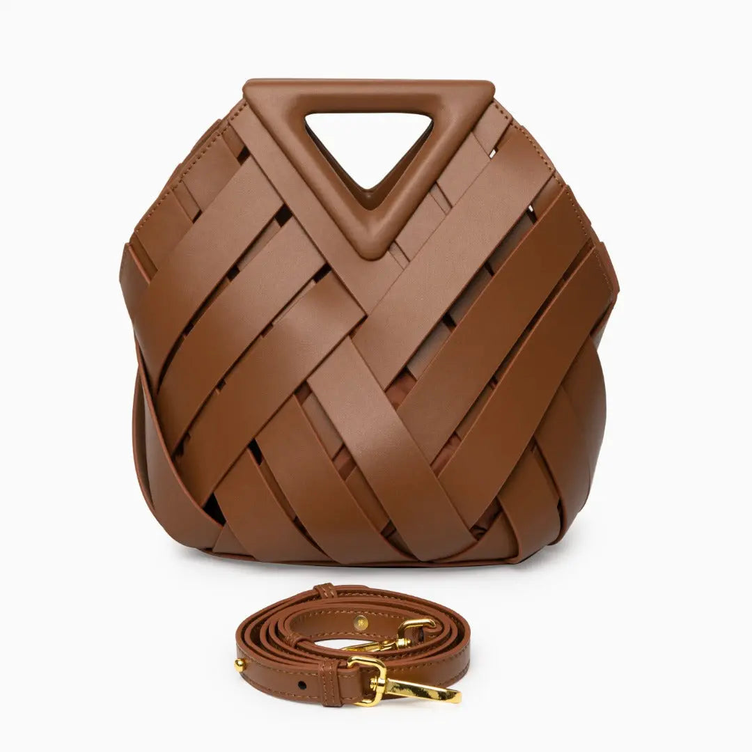 Geflochtene Damenhandtasche aus Rattan Natur