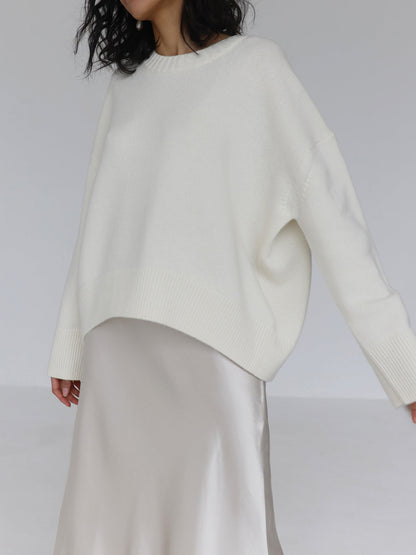 Damen Winterpullover Oversized Wollig Beige