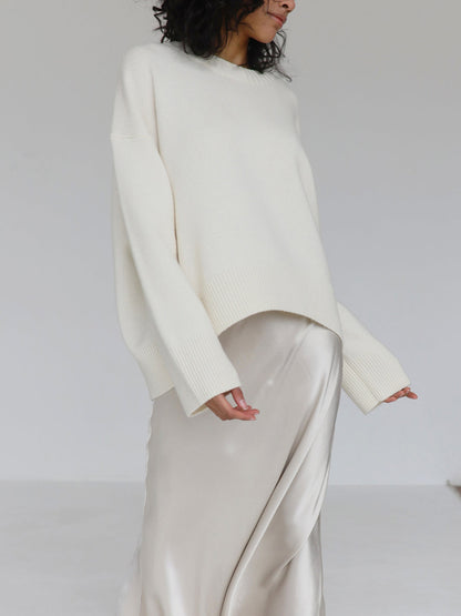 Damen Winterpullover Oversized Wollig Beige