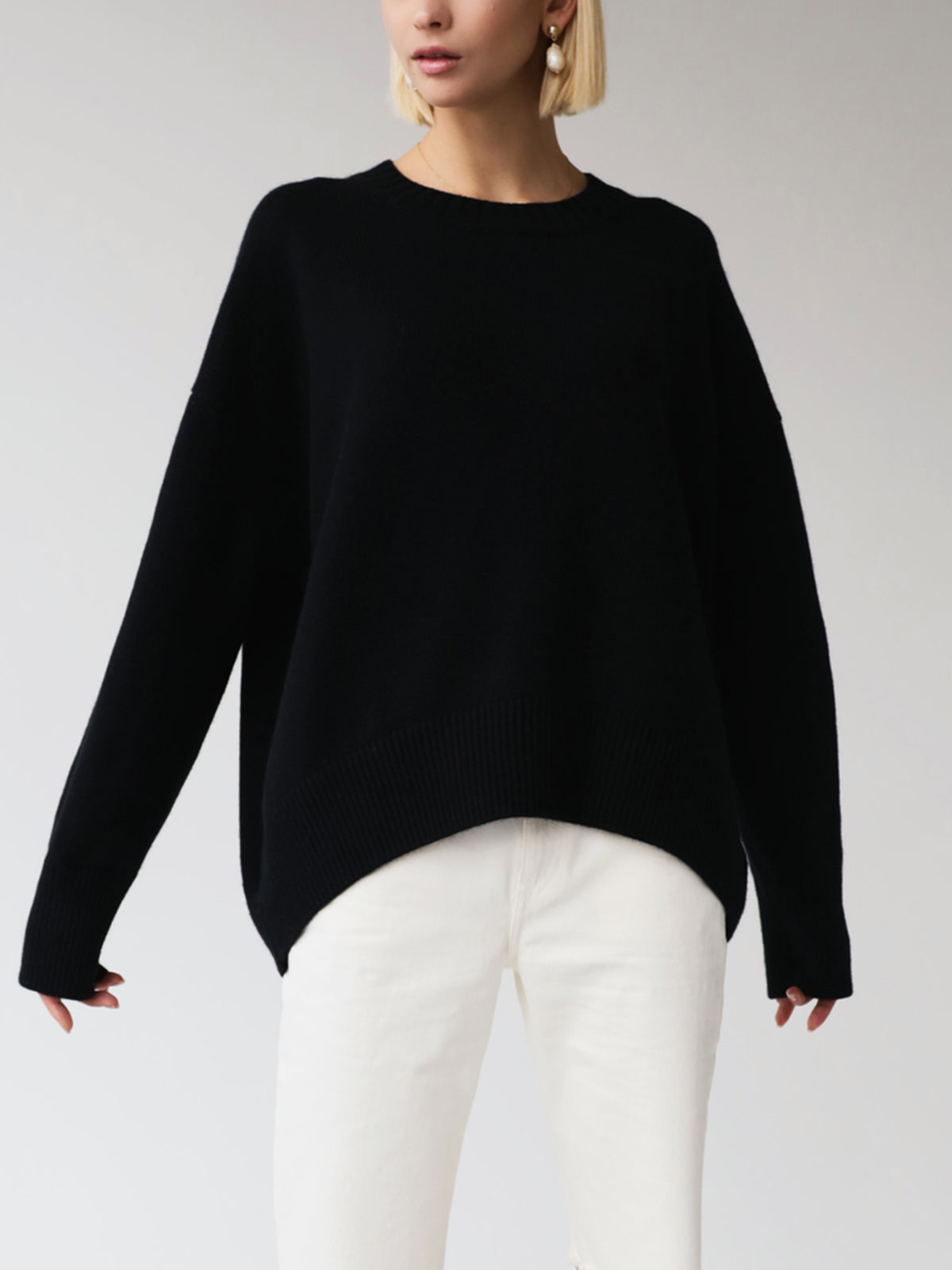 Damen Winterpullover Oversized Wollig Beige
