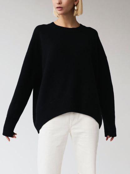 Damen Winterpullover Oversized Wollig Beige