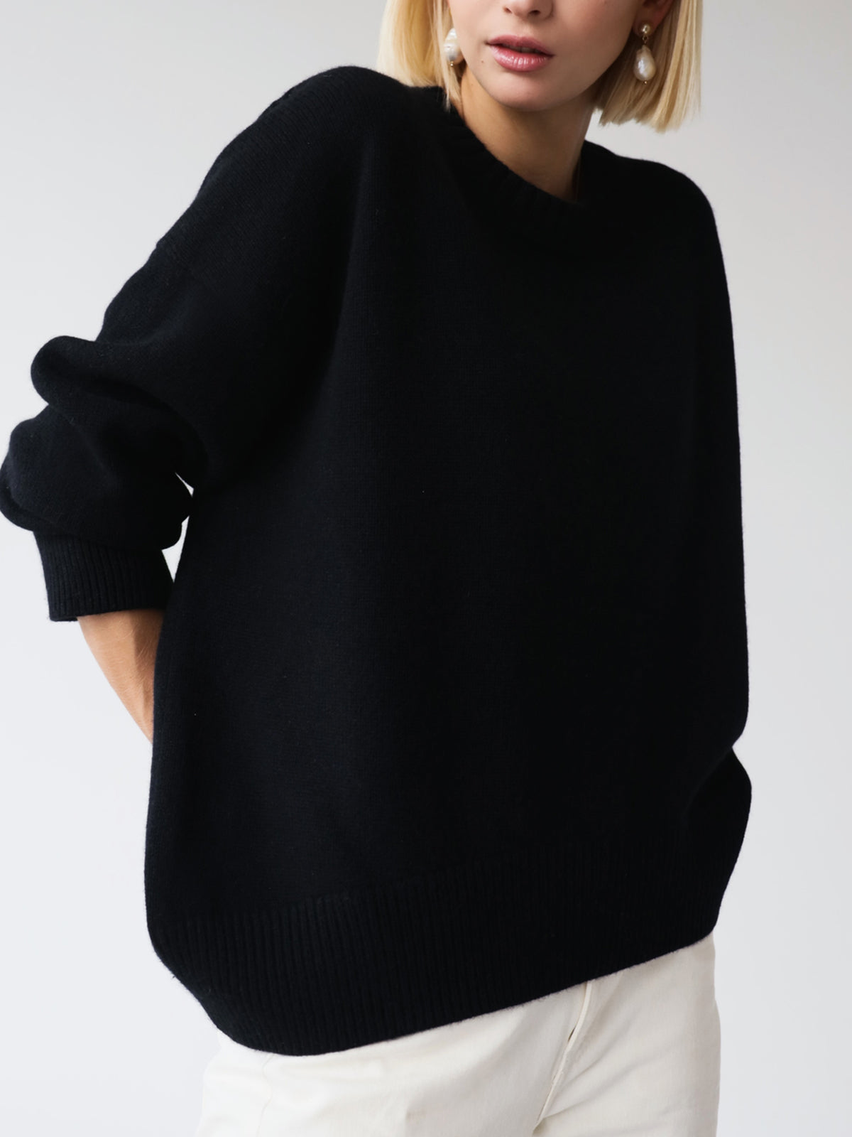 Damen Winterpullover Oversized Wollig Beige