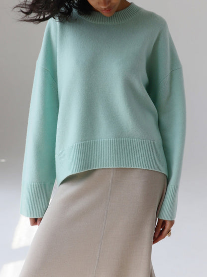 Damen Winterpullover Oversized Wollig Beige
