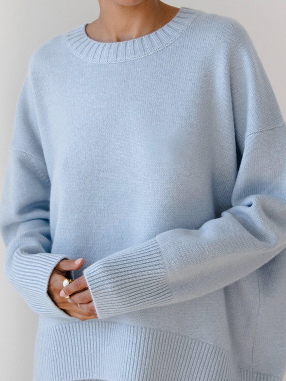 Damen Winterpullover Oversized Wollig Beige