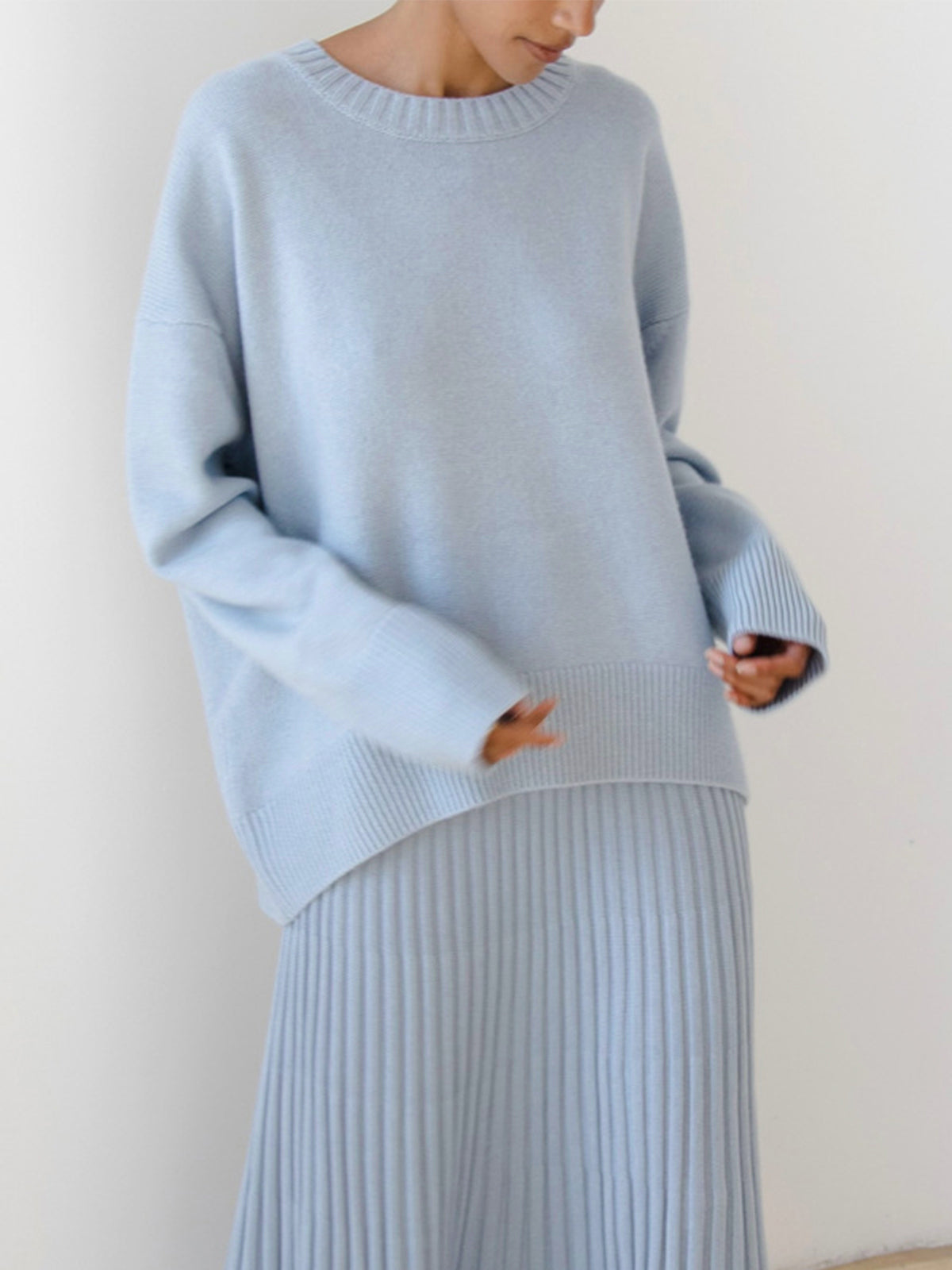 Damen Winterpullover Oversized Wollig Beige