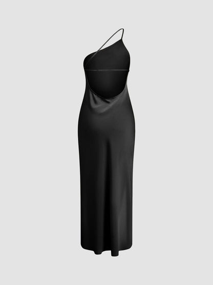 Elegantes Damen Satin-Kleid Rückenfrei Hochzeit Fest