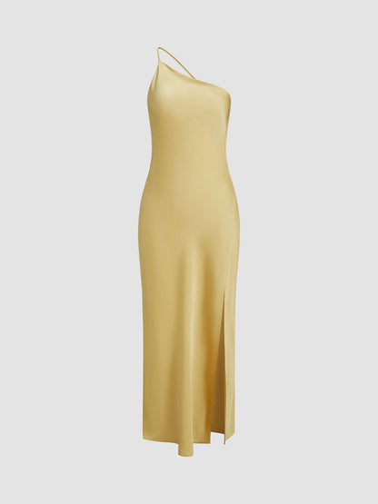 Damen Maxikleid Rückenfrei Satin