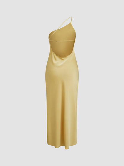 Elegantes Damen Satin-Kleid Rückenfrei Hochzeit Fest