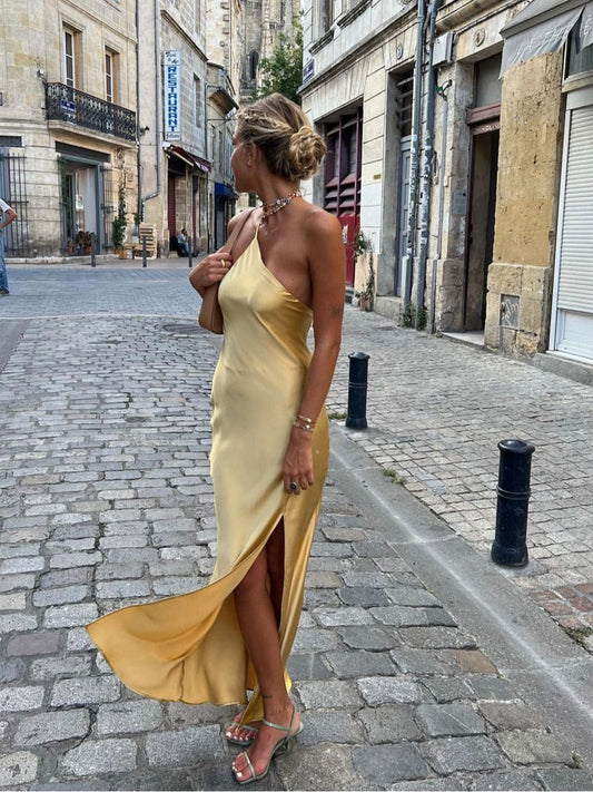 Elegantes Damen Satin-Kleid Rückenfrei Hochzeit Fest - Norvielle