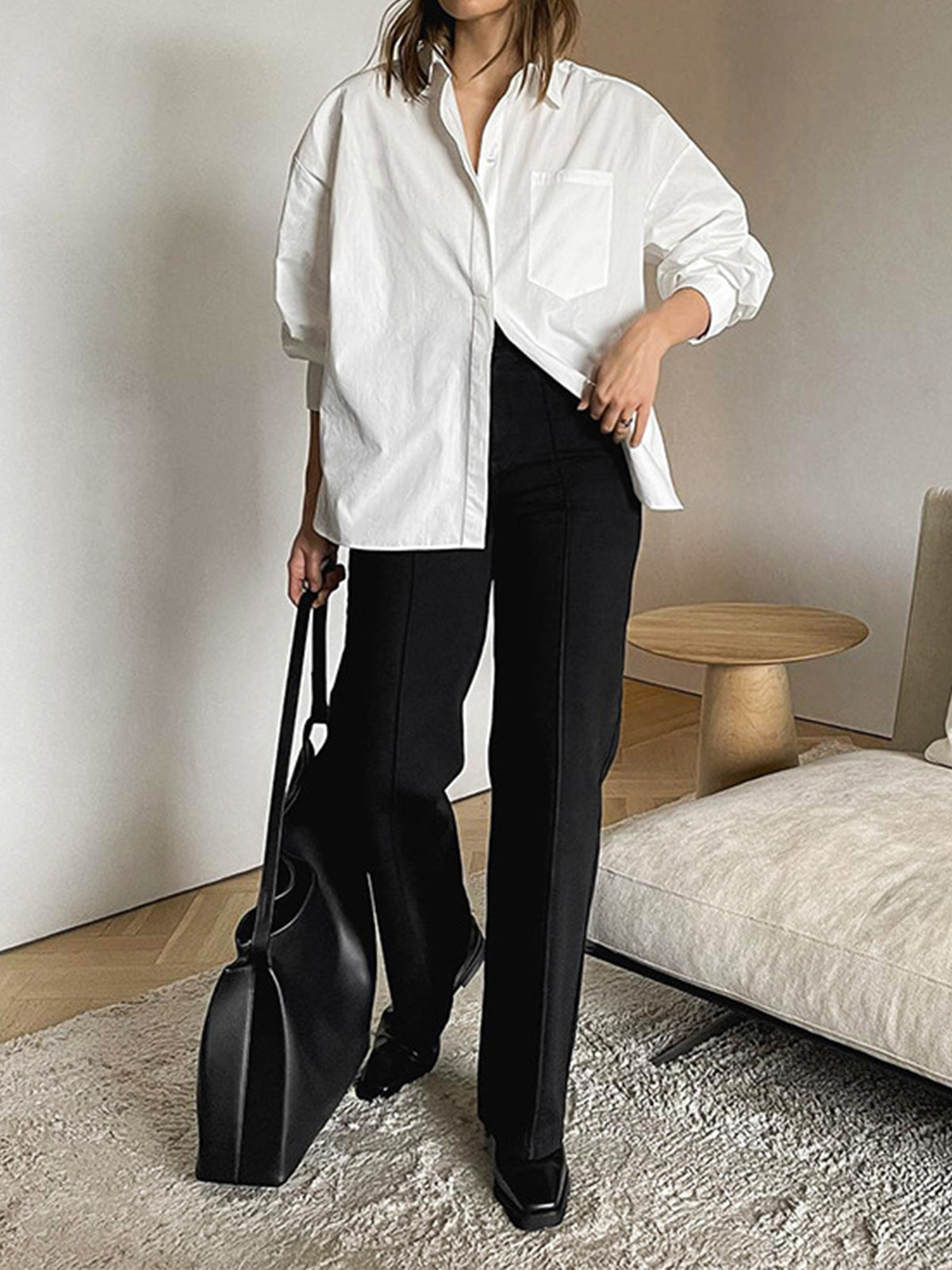 Damen Oversized Bluse Zeitlos Weiß