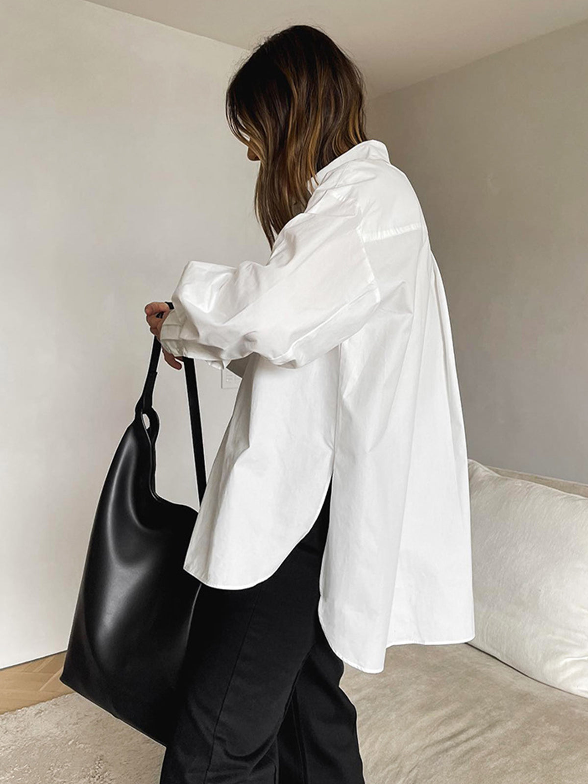 Damen Oversized Bluse Zeitlos Weiß