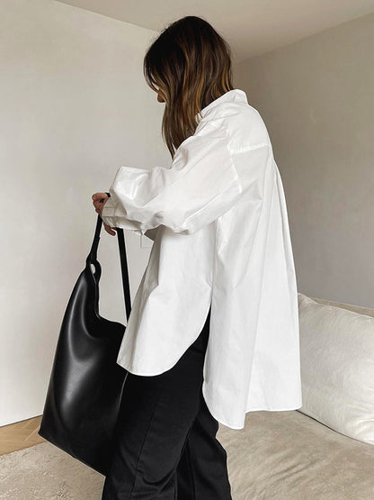 Damen Oversized Bluse Zeitlos Weiß