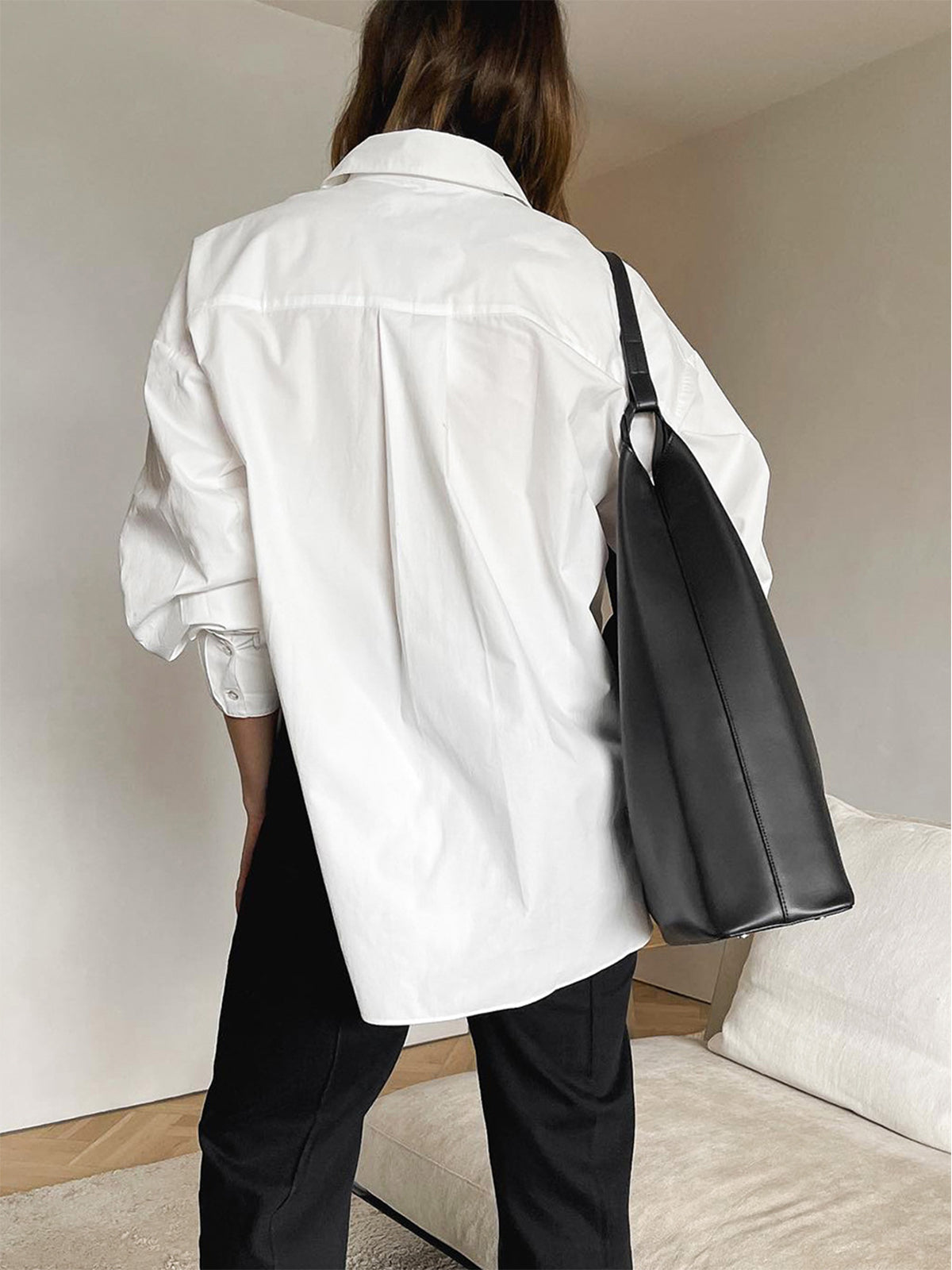 Damen Oversized Bluse Zeitlos Weiß