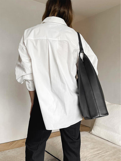 Damen Oversized Bluse Zeitlos Weiß