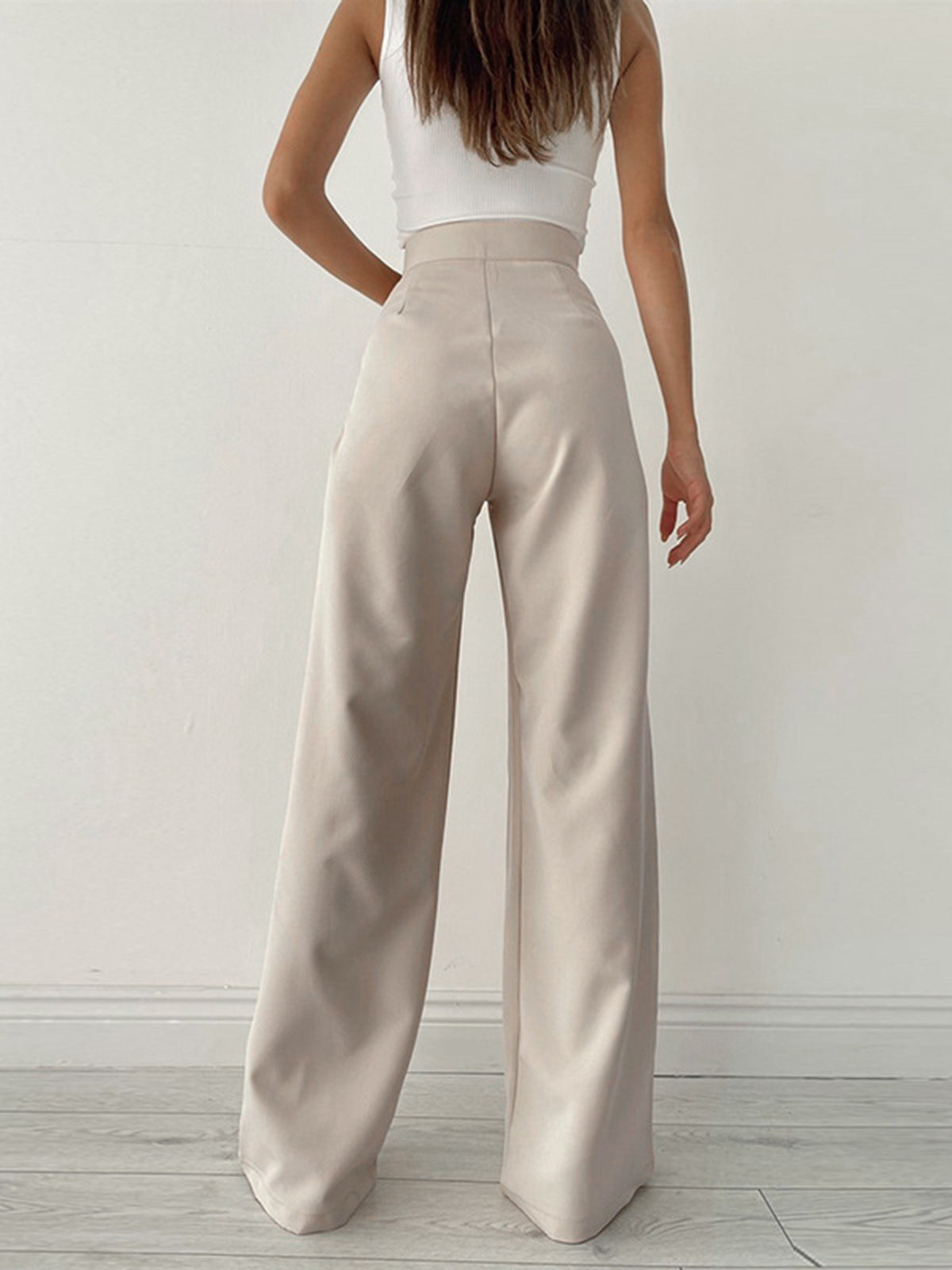 Damen Hohe Taille Pantalon Weites Bein