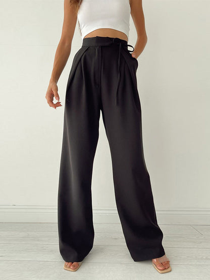 Damen Hohe Taille Pantalon Weites Bein