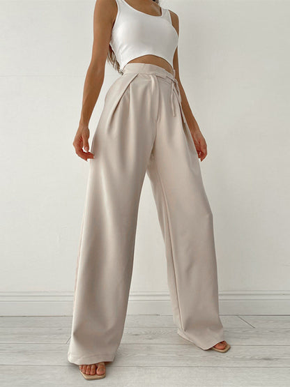 Damen Hohe Taille Pantalon Weites Bein