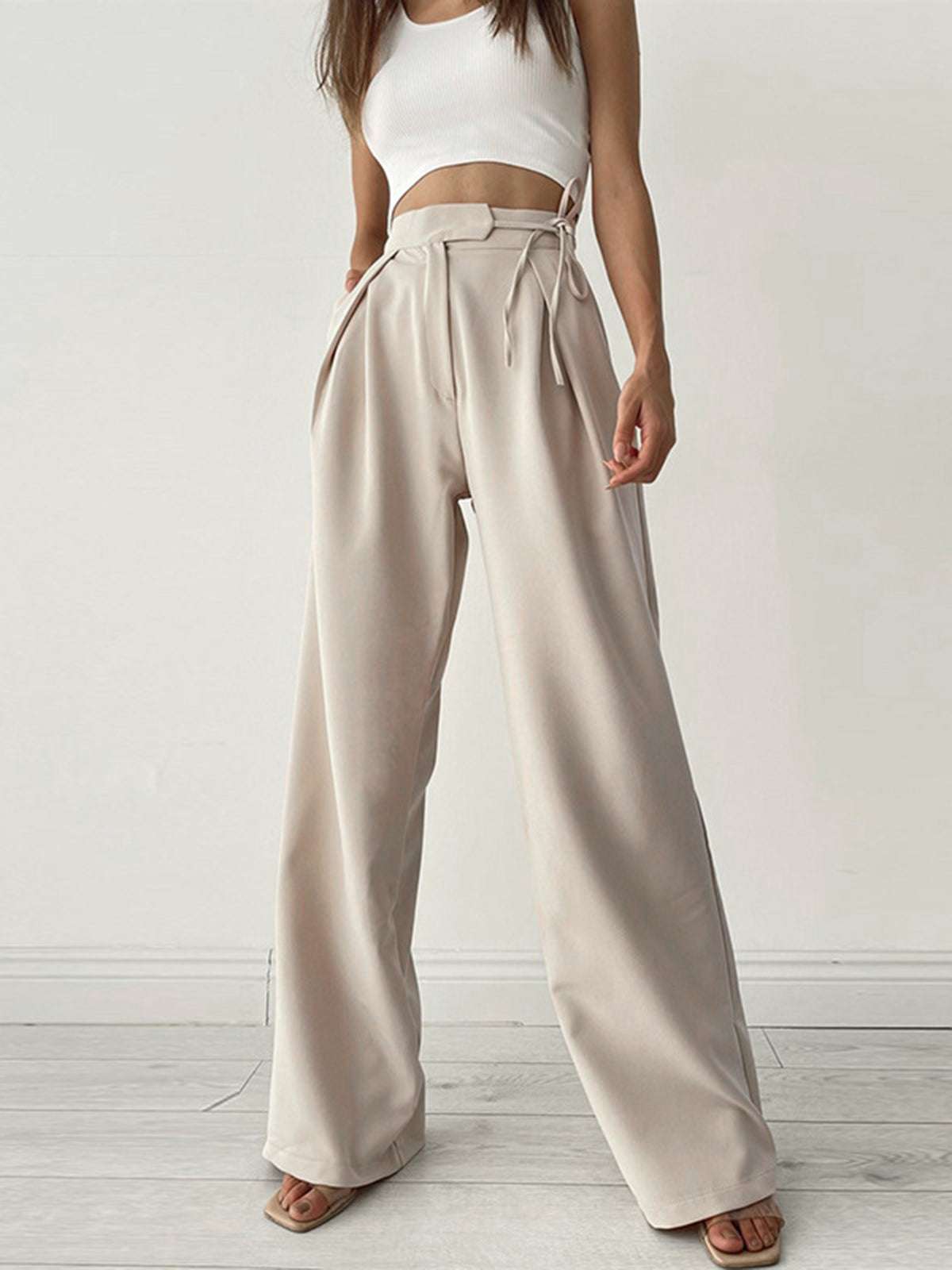 Damen Hohe Taille Pantalon Weites Bein - Norvielle