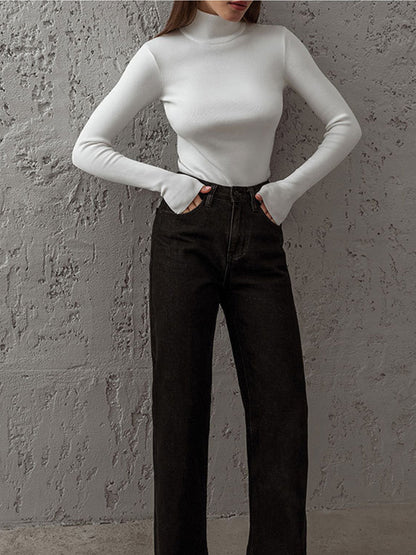 Damen Frühlings- Mock-Neck Bequem