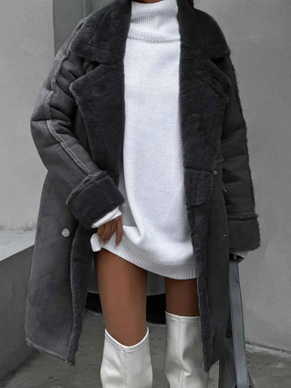 Damen Winterjacke Reverskragen Fleece